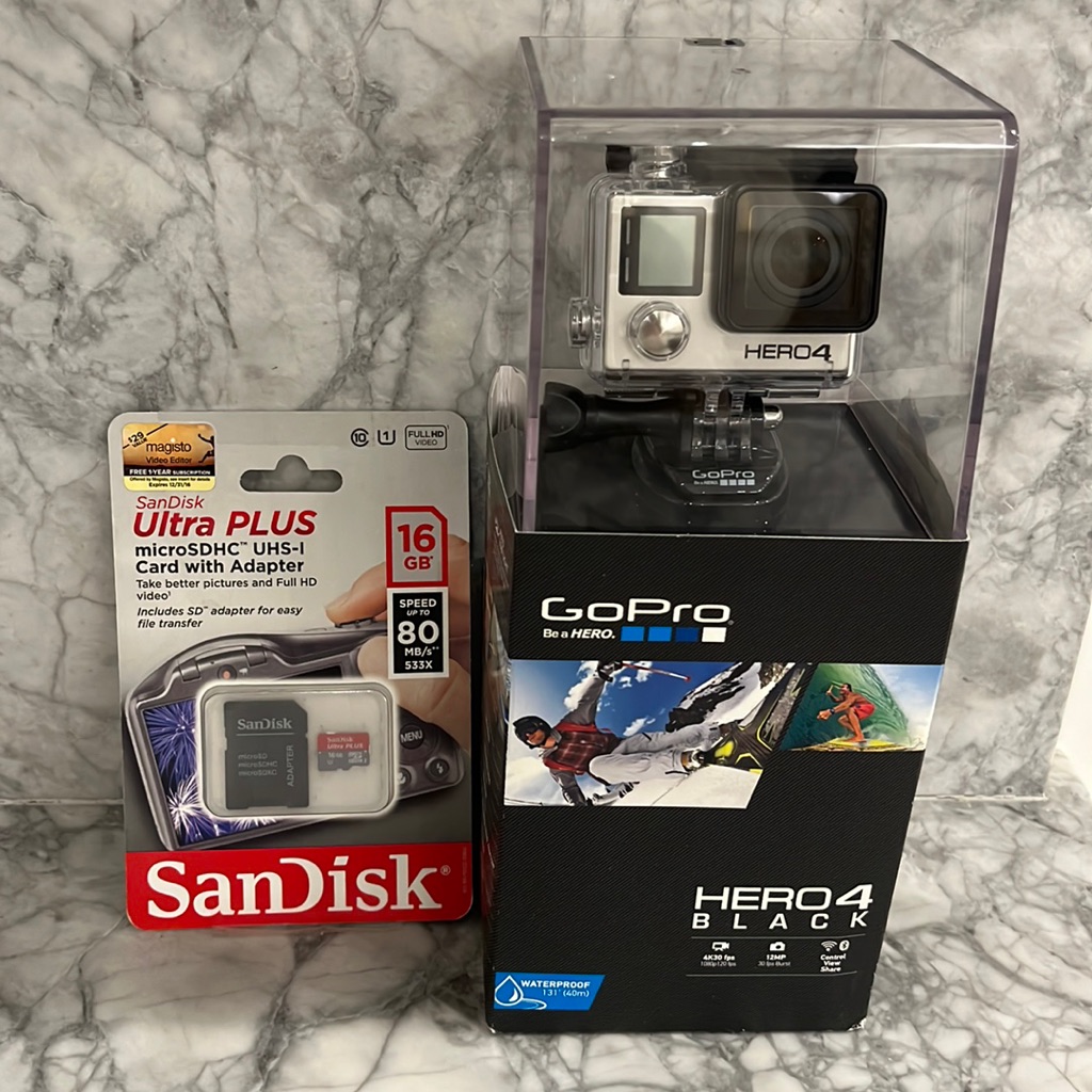 Gopro Hero 4 Black Waterproof Camera Bundle With Extra Storage Nib